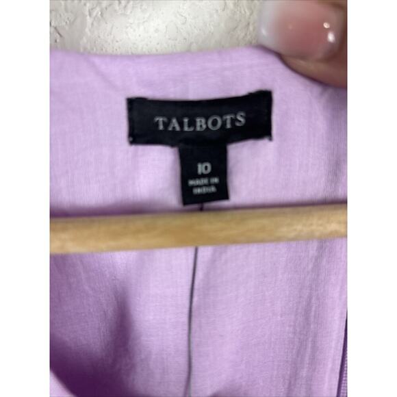Talbots Womens Linen Dress Sz 10 Purple Embroidered Easter Spring Wedding Shower - Picture 7 of 8